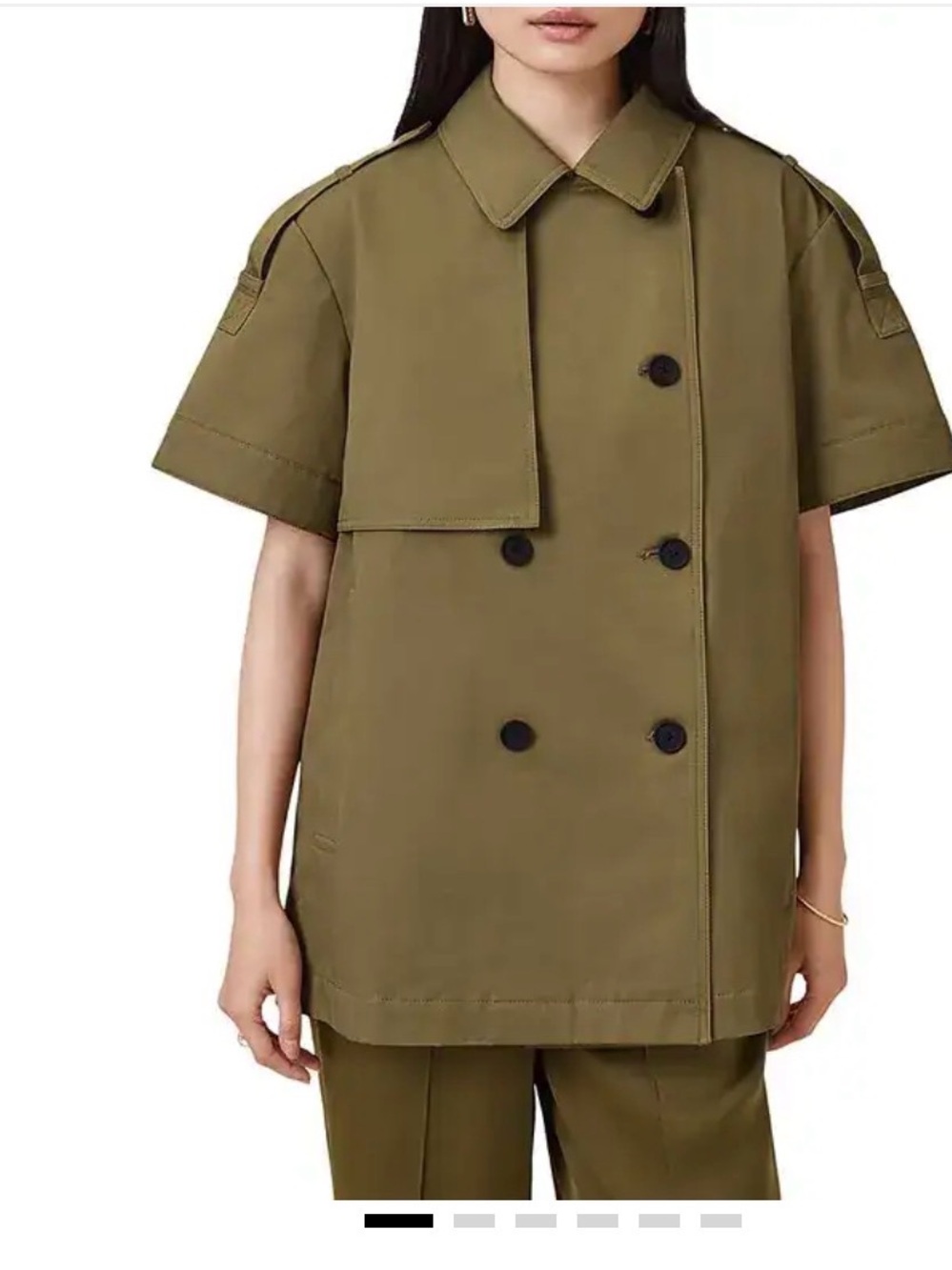 AllSaints Olive Short-Sleeve Double-Breasted Trench